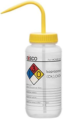 EISCO Mossa Üveg Izopropanol, 500ml - Jelölt színkódolt Kémiai & Biztonsági tudnivalók (2 Szín) - Széles