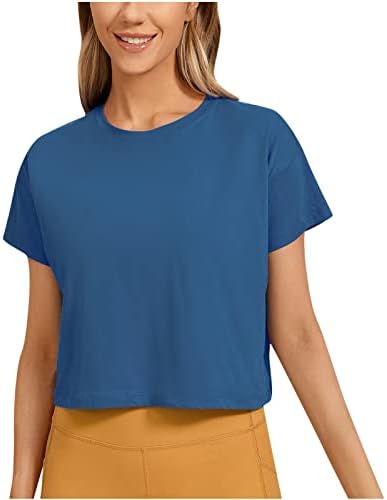 Női Nyári Rövid Ujjú Aranyos Termés Maximum Alkalmi Alapvető Sleeve egyszínű Slim Fit póló