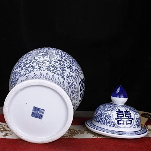 CNPRAZ Kék, Fehér, Kerámia Gyömbér Üveg Fedő，Ősi Kínai Keleti Stílusú Többcélú Hagyományos Rács Templomba