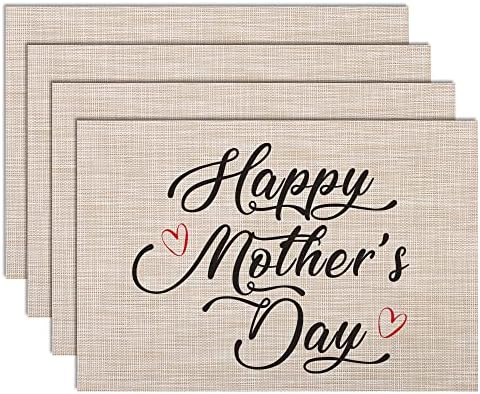 Boldog anyák napját Inspiráló Placemats Készlet 4 Parasztház Haza, Család, Konyha, Étkező Asztal Dekoráció,