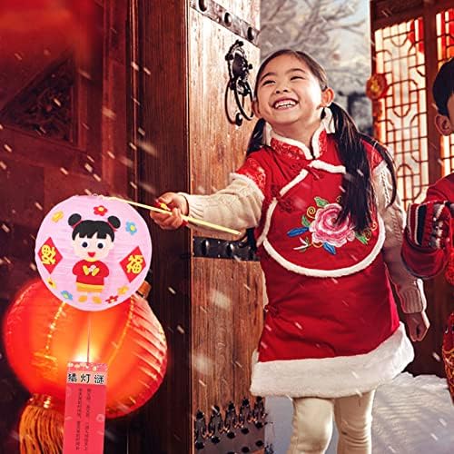 EXCEART Kínai Lampion 2 db Tavaszi Fesztivál Lóg Lámpás DIY Papír Lámpa Szett Új Év Lóg Papír Lantern