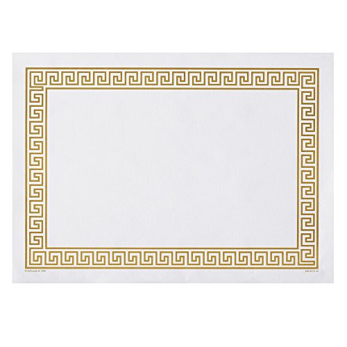 Hoffmaster 310640 Alátét, görög Kulcs Egyenes vonalzó, derékszög, 10 x 14, Arany (Csomag 1000), Fehér