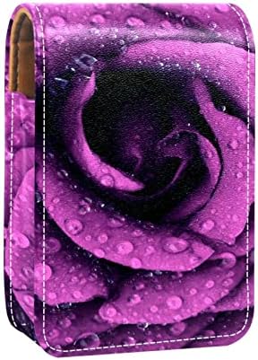 GUEROTKR Rúzst, Bőr Szájfény Szervező a Tükör, Mini Rúzs Jogosultja Táska,lila rózsa virág virág minta
