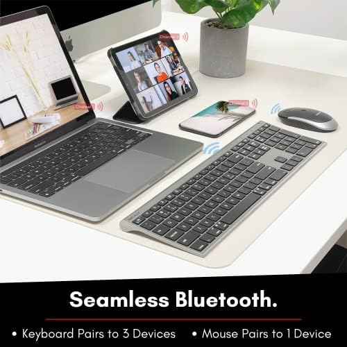 Macally Prémium Bluetooth Billentyűzet-Egér Mac - Multi Készülék Újratölthető Mac Vezeték nélküli Billentyűzet-Egér