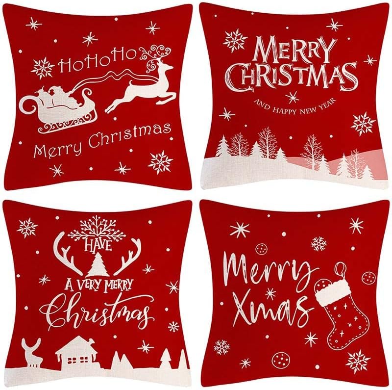 Karácsonyi Vászon Ölelés Pillowcar Doboz Santa Párna Ujja Párna Párna Kanapé Kanapé 18x18 Hüvelyk Délnyugati