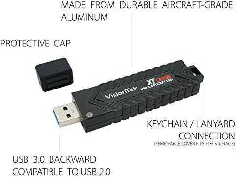 VisionTek XT 250 Gigabájt (GB) USB 3.0 Zsebében SSD (901239) | Akár 449MB/s olvasási & 445 MB/s-Írási