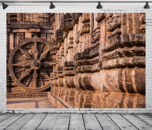 BELECO 7x5ft Szövet Nap Temploma Konark, India Hátteret Ősi Indiai Templom Történelmi Faragás Épületek