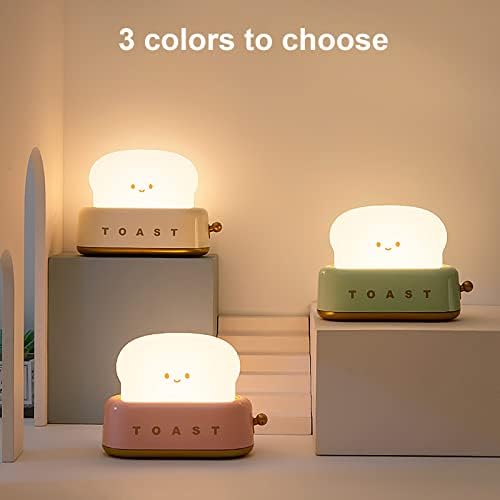 MOSHOU Aranyos Pirítós Kenyér Éjszakai Lámpa, Szabályozható LED Újratölthető Kis Lámpa, mosolygós Arccal