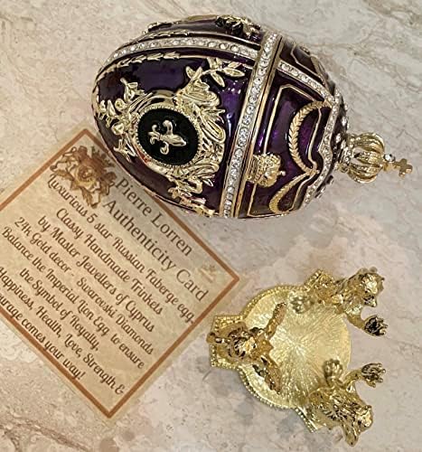 Tervező 5* Ametiszt Csecsebecsét doboz Fabergé Császári Húsvéti Tojás orosz, 24 karátos ARANY, KÉZZEL