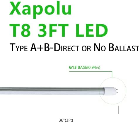Xapolu 3FT LED T8 T12-es Típus A+B Cső Fény, 15W 6000K 2100lm, F30T8/F30T12 Fénycsövek, Izzók Cseréje,