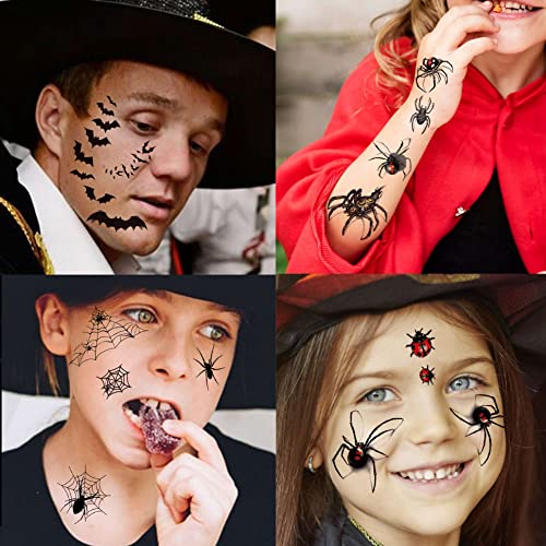 Yezunir 88+ Stílusok 18 Lap 3D Halloween Ideiglenes Tetoválás A Gyerekek Reális Pókháló Bat Boszorkány,