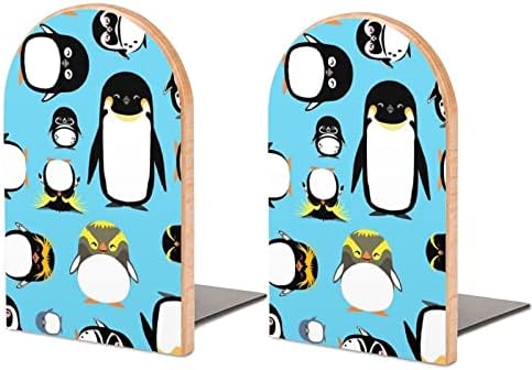 A pingvinek Fa Könyvtámasz Nehéz Könyvet Tartók Polcokat Díszítő Könyv Véget ér