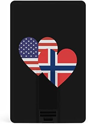 Norvégia Amerikai Szív Zászló Hitelkártya USB Flash Meghajtók Személyre szabott Memory Stick Kulcs, Céges