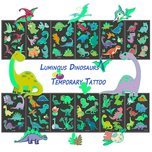 TopFunny Világító Ideiglenes Tetoválás Gyerekek, 102Pcs Rajzfilm Dinoszaurusz Hamis Tetoválás Matricák