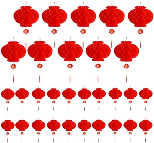 30 Db Kínai Lampion Piros Papír Lámpás Fesztivál Ünnepi Dekoráció Új Év Tavaszi Fesztivál, Esküvő, Étterem,