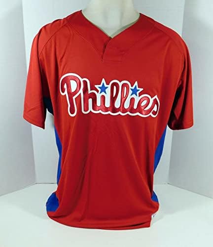 2007-10 Philadelphia Phillies Üres Játék Kiadott Piros Mez BP ST 48 DP08640 - Játék Használt MLB Mezek