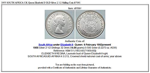 1955 ZA 1955-BEN DÉL-AFRIKA egyesült KIRÁLYSÁG Queen Elizabeth II-a RÉGI AR 2 érme Jó Hitelesített