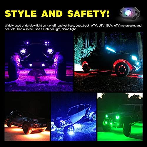 Nilight RGB LED Rock Fény Szett, 4 mező Underglow Többszínű Neon Fény Pod Bluetooth Alkalmazás, Vezérlés,