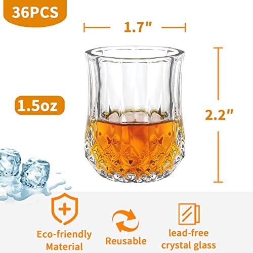 INFTYLE feles pohár Készlet 36-1.5 oz Tiszta Poharat Pohár Szett Nehéz Bázis Whiskys Poharak Nagy Vodka,