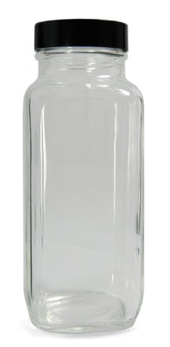Qorpak GLC-01255 Átlátszó Üveg francia Négyzetméter Üveg 24-400 Fekete Polipropilén felső PTFE Lemez,
