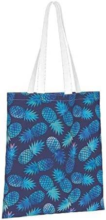 ELBULL Kék Ananász Nyomtatás Táskák Újrafelhasználható táska Nagy Kapacitású Női Vászon Tote Bags Újrafelhasználható
