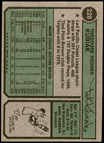 1974 Topps 228 Ted Kubiak Oakland Athletics (Baseball Kártya) VG Atlétika