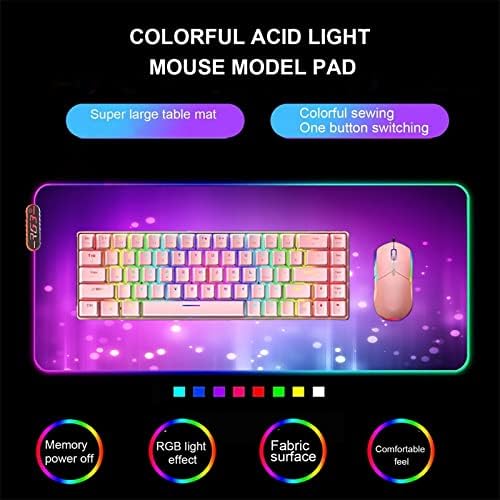 Egérpadok LED RGB Lila Mousepad XXL Computer Gaming Mouse Pad Nagy Kiterjesztett Gumi Billentyűzet Pad