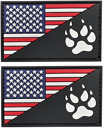 2 Csomag Taktikai USA Amerikai Zászló K-9 Mancs Kutya Tracker Mancs Hazafi Katonai PVC Rubbe Javítás (Színes