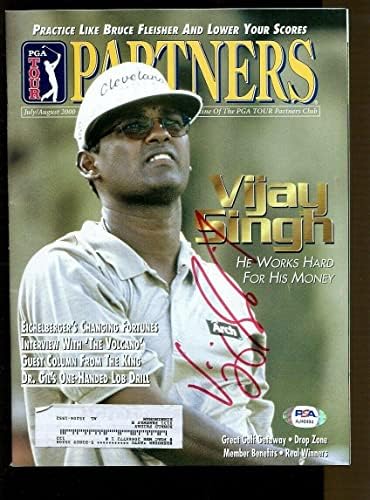 Vijay Singh Aláírt 2000 PGA Magazin július/augusztus Dedikált Golf PSA/DNS - Dedikált Golf Magazin