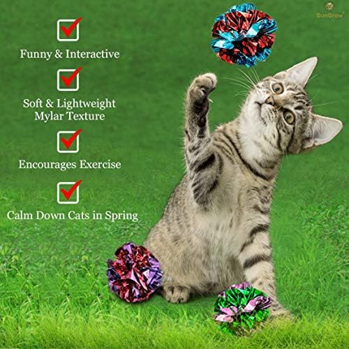 SunGrow Macska Ránc Golyó, 1.5-2 Cm, Könnyű, Ideális Cica Felnőtt Macskák, Többszínű, 18 Db per Csomag