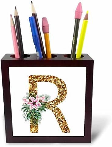 3dRose Rózsaszín Mikulásvirág Kép Arany Csillogó Karácsonyi Monogram. - Mozaik Toll Jogosultjai (ph-371641-1)