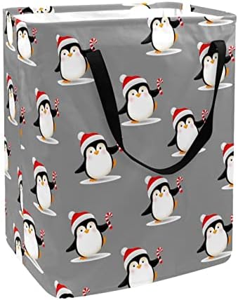 Karácsonyi Kalap Tánc Pingvin Candy Nyomtatás Összecsukható Szennyesben, 60L Vízálló Szennyes Kosarat