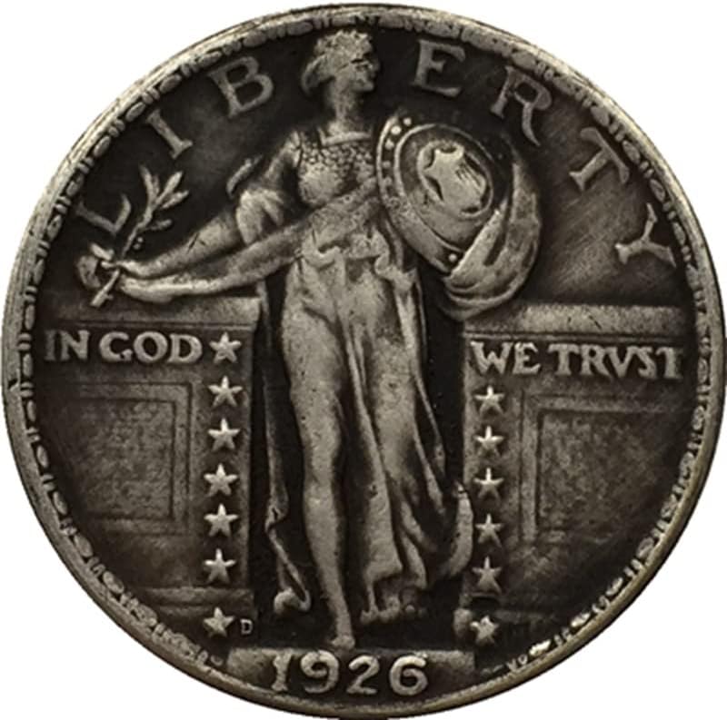 7 Különböző Időpontokban D Változat Amerikai Függőleges 25 Cent az Érme Réz ezüstözött Antik Kézműves