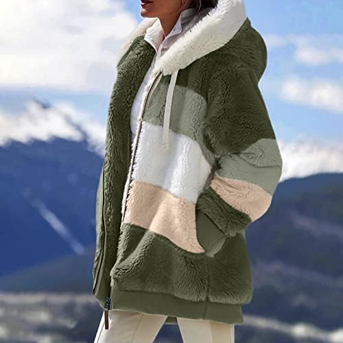 A téli Kabátok Női 2022 Meleg, Könnyű Gyapjú Plüss Cipzáras Kapucnis Dzseki, Kényelmes Gyapjú Kabát Zsebekkel