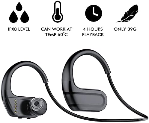 mashine Úszás Fejhallgató, Bluetooth & MP3-Lejátszó 2 az 1-ben, IPX8 Víz alatti 3 Méter Vízálló Fülhallgató