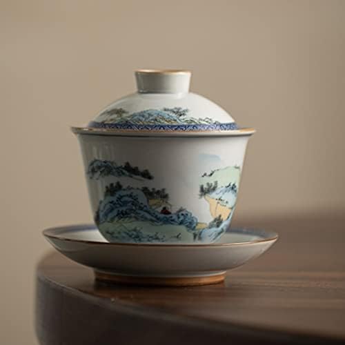 WEERSHUN Antik Gaiwan egy Teára Kerámia Táj Levesestál Fedővel Teaware Kínai Csésze Tea Ceramoney Tál