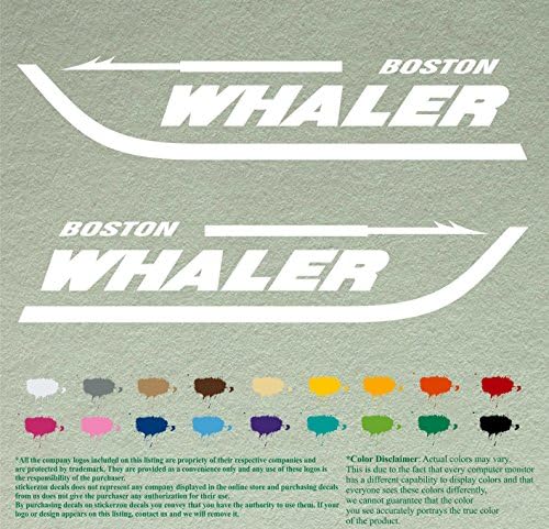 Pár 12 Bostoni Bálnavadász Kompatibilis Csere Matricák *Fehér* Vinyl Matricák Hajó Külső Motor Készlet