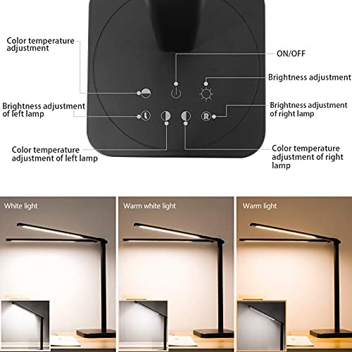 SICCOO LED Dupla Fejét, asztali Lámpa,Dupla lengőkaros asztali Lámpa, Zongora Lámpa,Állítható Fényerő,