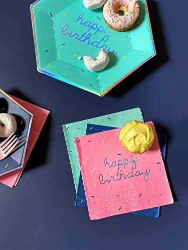 Harlow & Szürke Hinti - Pasztell Boldog Születésnapot Nagy Papír Tányérok, 18 Lemez Multi-Color Pack,