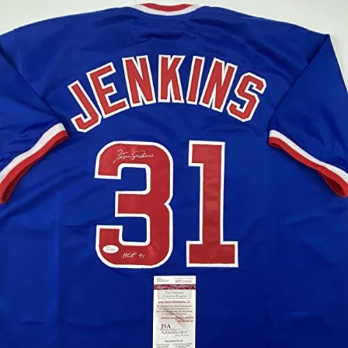 Dedikált/Aláírt Ferguson Fergie Jenkins HOF 91 Chicago Kék Baseball Jersey SZÖVETSÉG COA