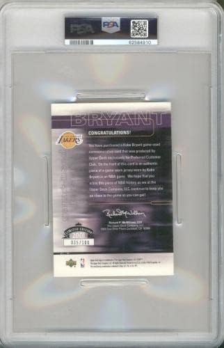 2001 Felső szinten Preferált KOBE BRYANT Játék Használt Jersey 3 Színes Patch PSA 9 Auto - NBA Dedikált
