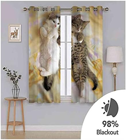 IYWUCEM sötétítő Függöny Állat-macska Ablakot, Függönyt 3D Nyomtatott Karika Termikus Adatvédelmi Függöny
