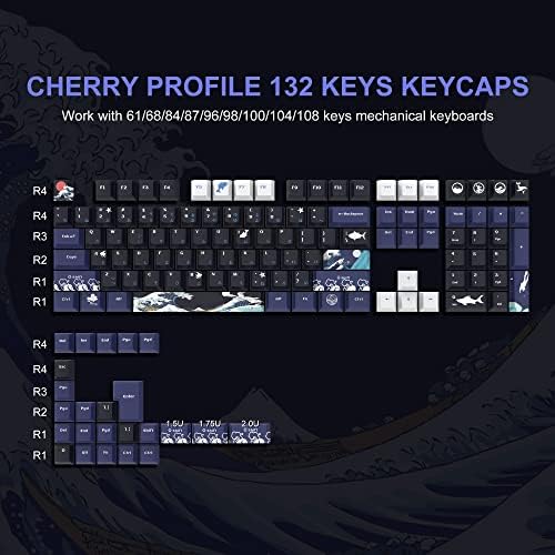 SDYZ PBT Keycaps 132 Kulcsok, Nagy Hullám Le Kanagawa, Japán Billentyűzet Keycaps, valamint OUTEMU Billentyűzet