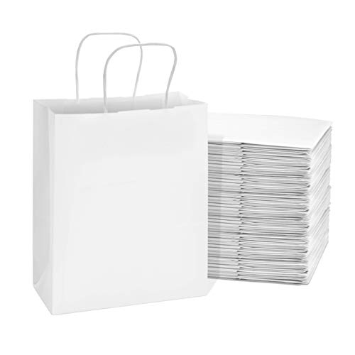 Prime Line Packaging - 8x4x10 Hüvelyk 100 Csomag Fehér Ajándék táskát, Kis Papír-Bevásárló Táskák Kezeli,