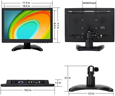 OSCY Kis Monitor 12 Inch，1280 * 800-As Felbontás Hordozható Mini Monitor Támogatás HDMI/VGA/USB/BNC/AV