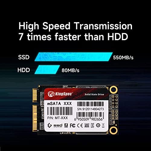 KingSpec mSATA 128GB SSD, Szuper Sebesség, Belső szilárdtestalapú Meghajtó SATA3 6 gb/s + 3D-s NAND Flash