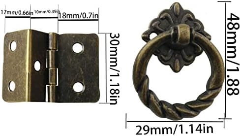 YHXiXi Antik Bronz Zsanérok Csepp Gyűrű Gombok Húzza Kezeli Dekoratív Dobozban Hing Egyetlen Lyuk a Fiókba,